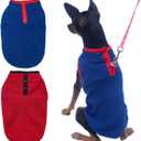 2 Pack Dog Sweater, Warm Puppy Jacket, Autumn Winter Coat, Pet Stretch Fleece Apparel with Buttons for Small Medium Dog Cats (Red+Blue, X-Small)