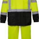SRsafety High Visibility Rain Gear, Class 3 High Visibility Work Rain Gear for Men, Construction Rain Suits, Yellow , L/XL 