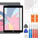 New Front Screen Glass Outer Panel Lens Replacement+OCA Compatible with iPad Air 2 2014 9.7" A1566 A1567 with Upgraded Repair Kit- No LCD Screen and Touch Digitizer