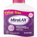 MiraLAX Laxative Powder, Gentle Constipation Relief for Adults, Stool Softener with PEG 3350, Nonstimulant Laxative, No Harsh Side Effects, Osmotic Laxative, 45 Dose