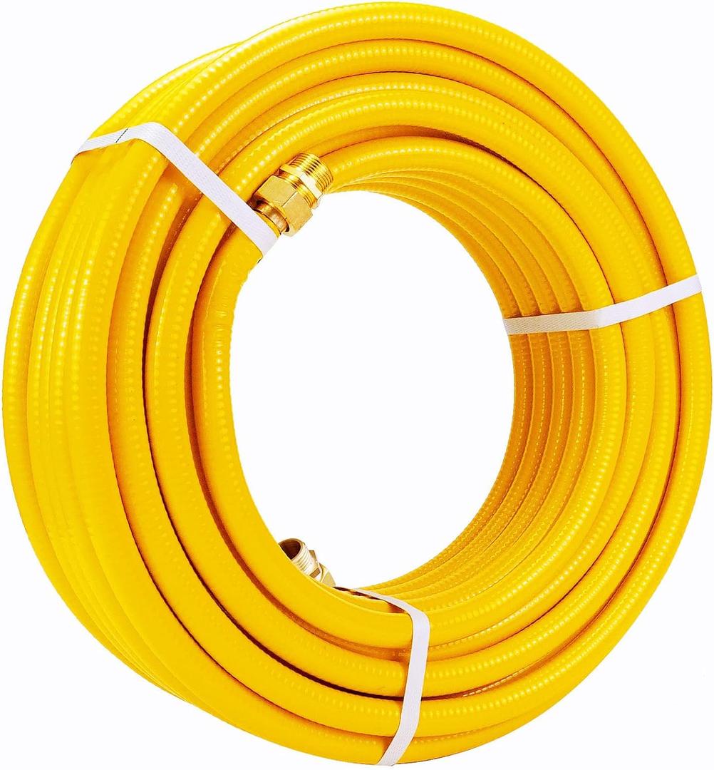 70ft 3/4'' Gas Line CSST Flexible Stainless Steel Tubing Pipe Anti-Cracking Used for Natural Gas Propane Equipment with 2 Male Fittings