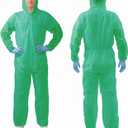 2 x Hazmat Suits,10 Colors Options Disposable Protective Coveralls, Paint Suit with Elastic Wrists Ankles and Hood (Green, XXL)