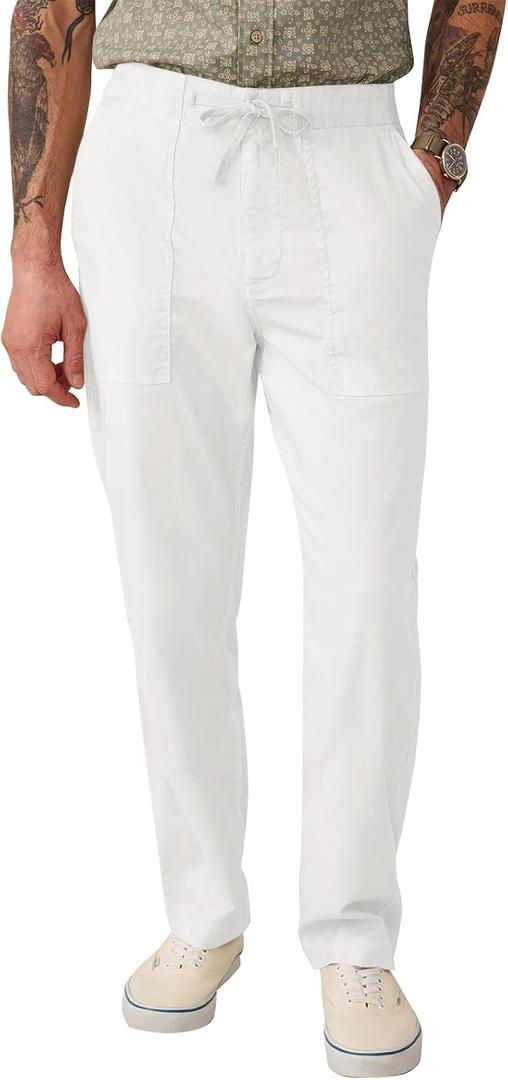 Runcati Mens Casual Pants Drawstring Elastic Waist Cotton Trousers Lightweight Loose Fit Chino Pants (L)