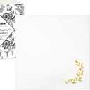 JoyfulArtink 50 Linen-Feel Gold Foil Cocktail Paper Napkins, White and Gold Disposable Cloth-Like Beverage Napkin for Wedding, Anniversary, Birthday Party (5"x5" Fold, Pack of 50)