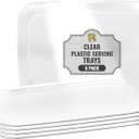 R-kay 6 Pack Clear Plastic Serving Trays For Party, 12.75 x 8.25 In - Heavy Duty Plastic Trays For Food - Rectangular Platters