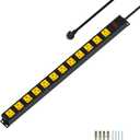 Metal 12 Outlet Mountable Power Strip, Surge Protector Heavy Duty Cord Wide Spaced and Wall Mount Metal Powerstrip for Outdoor, Desk, Garage, Industrial, Shop and Indoor (6ft)
