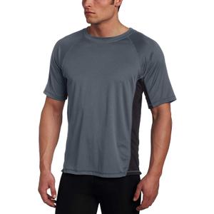 Kanu Surf Men's Swim Shirt with Short Sleeves  UPF 50+ Rash Guard Quick-Dry Fabric (2X, Charcoal/Black)