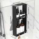 Over the Glass Shower Caddy Hanging, 2 Tier Stainless Steel Rustproof Shower Organizer Over Door with Removeable 4 Hooks & 2 Suction Cup, Bathroom Organizers and Storage Rack, Bathroom Decor - Black