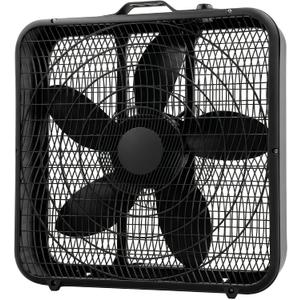Comfort Zone Box Fan with Carry Handle, 20 inch, 3 Speed Full-Force Air Circulation with Air Conditioner, Floor Fan, Bedroom Fan, Airflow 15.03 ft/sec, Ideal for Home, Bedroom & Office, CZ200ABK