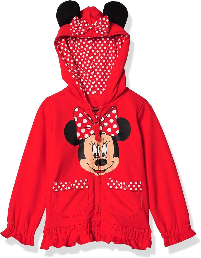 Disney FREEZE Girls 2-6X Minnie Polka Dot Bow Toddler Hoodie, Red, 4T