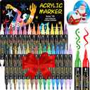 2 x WINSONS 30 Colors Dual Tip Acrylic Paint Markers Pens- Premium Acrylic Paint Markers, Brush & Round Tips, Quick-Drying - for Rock, Canvas, Ceramic, Wood (30 Colors)