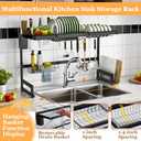 SALALULU 4 Baskets Over The Sink Dish Drying Rack - Large Kitchen Dish Rack with Knife Holder, Space Saving Drying Rack（37.4″S）