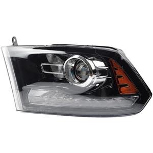 Dasbecan OE Projector Halogen Headlights w/LED Signal DRL Compatible With Dodge Ram 1500 2500 3500 2013-2018 Left Driver Side Headlamp assembly Black Housing Amber Reflector w/Bulbs