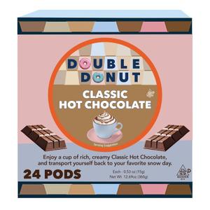 Double Donut Coffee Hot Chocolate Pods for Keurig K Cups Brewers, Single Serve Classic Hot Cocoa Pods, 24 Count (EXP 12/16/27)