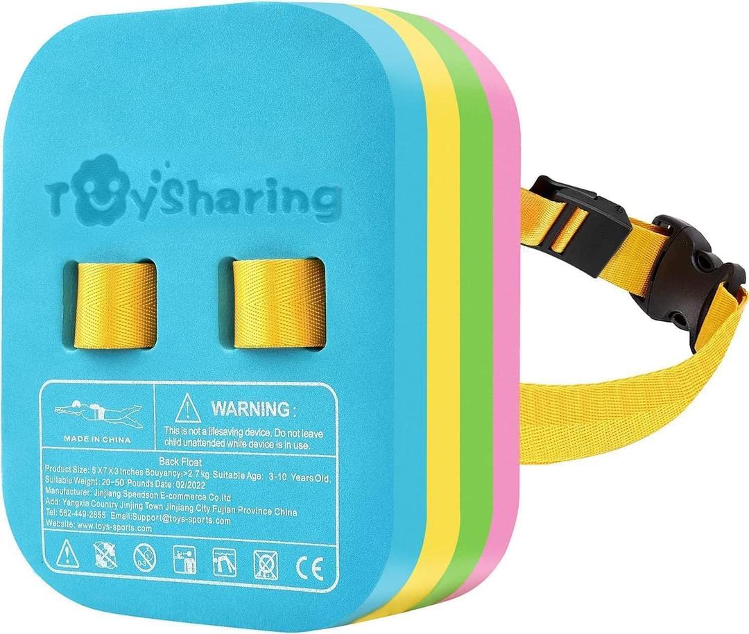 Swim Float Kids Back Belt: Pool Safe Dual-Lock Buckle 140lbs Pull-Tested - Zero Slip-Off Risk Trainer Bubble - 4-Layer Adjustable Buoyancy for Swimmers 3-12 Yrs