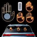 Hand Gesture Light for Car - 3 in 1 LED Finger Light with Remote Control | Back Window Sign for Drivers, Fun Car Accessories & Road Rage Gadgets (Yellow)