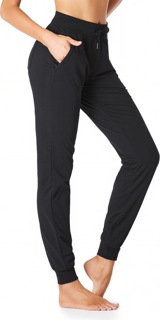 SEVEGO Tall Women's Lightweight Cotton Joggers 30/32/34/36 Inseam Sweatpants Lounge Yoga Running Workout Athletic Pants (Medium, Black)