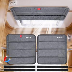RV Skylight Cover 16"x16" Foldable Magnet RV Blackout Ventilation Cover Camper Trailer Fan Vent Cover Waterproof Thickened Oxford Fabric (Grey) (16.25*16.25inches)