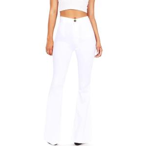 KDF Flare Jeans for Women Women's Bootcut Bell Bottom Jeans High Waisted Stretch Slimming Bell Bottoms Pants (White) 12