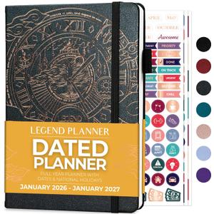 Legend Planner Jan 2026  Jan 2027 Dated Weekly & Monthly Planner to Hit Your Goals, Increase Productivity & Live Happier. Organizer Notebook & Productivity Journal. A5 Hardcover (Mystic Gray) (A5 (5.5" x 8.3"))