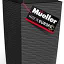 Mueller M-Resin Heavy Duty Tall Planters for Outdoor Plants, Indoor Grande Plant Pots, Box Trees, Flower Pots, 2-Piece , 27.5”, Modern Design, Built-in Drainage, Front Porch Decor, Dark Grey