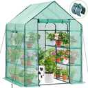 Ohuhu Greenhouse for Outdoors with Screen Windows, 57 x 57 x 76'' Walk in Plant Greenhouses Heavy Duty with Durable PE Cover, 3 Tiers 12 Shelves Stands Plastic Portable Green House with Shelf Clips