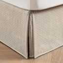 MIYE Pleated Waffle Weave Bed Skirt, Tailored Dust Ruffle 12 Inch Drop Easy Fit, Machine Washable,No Split Corners (Beige, King - 12" Drop)
