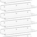 Lifewit Floating Shelves for Wall, 6 Pack 15" Clear Acrylic Shelf Room Decor for Book/Figures/Photo/Makeup in Bathroom, Book Shelf, Living Room, Bedroom, Kitchen Storage and Organization