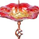 VCUTEKA Bird Bath, Glass Bird Baths for Outdoors Birdfeeder with Metal Stake Birdbath Garden Decor, Red