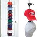 Perfect Curve Cap Rack System 36 Baseball Cap Organizer (12 clips hold up to 36 caps, Black)
