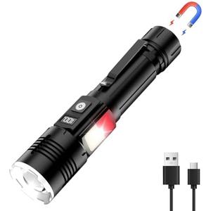 LED Work Light, Rechargeable Flashlight with COB Magnetic Lights, 1000LM Portable Light, 200Foldable, 5+3 Modes, Waterproof Handheld Flashlights for Camping, Home, Car Repair, Emergency, Fishing