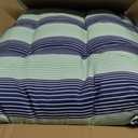 Barydat 4 Pcs Tufted High Back Chair Cushion Indoor Outdoor Seat and Back Cushions Palm Leaves Tropical Plants Lawn Rocking Chair Pads with Ties for Adirondack Patio Garden(Blue Stripes)