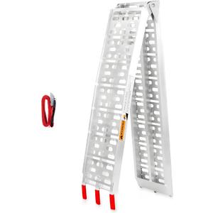 Aluminum Motorcycle Ramp  7.5ft, 750 lbs Capacity, with Load Straps  for Dirt Bikes, ATVs, Lawn Mowers, Pickup Trucks (89" L x 12" W, 1 Pc)