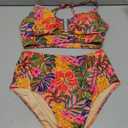 Herseas Womens 2 Piece High Waisted U Wire Bikini Set Floral Print Swimsuit Crisscross Back Bathing Suit Beach Swimwear (Tropical Animal Print), M