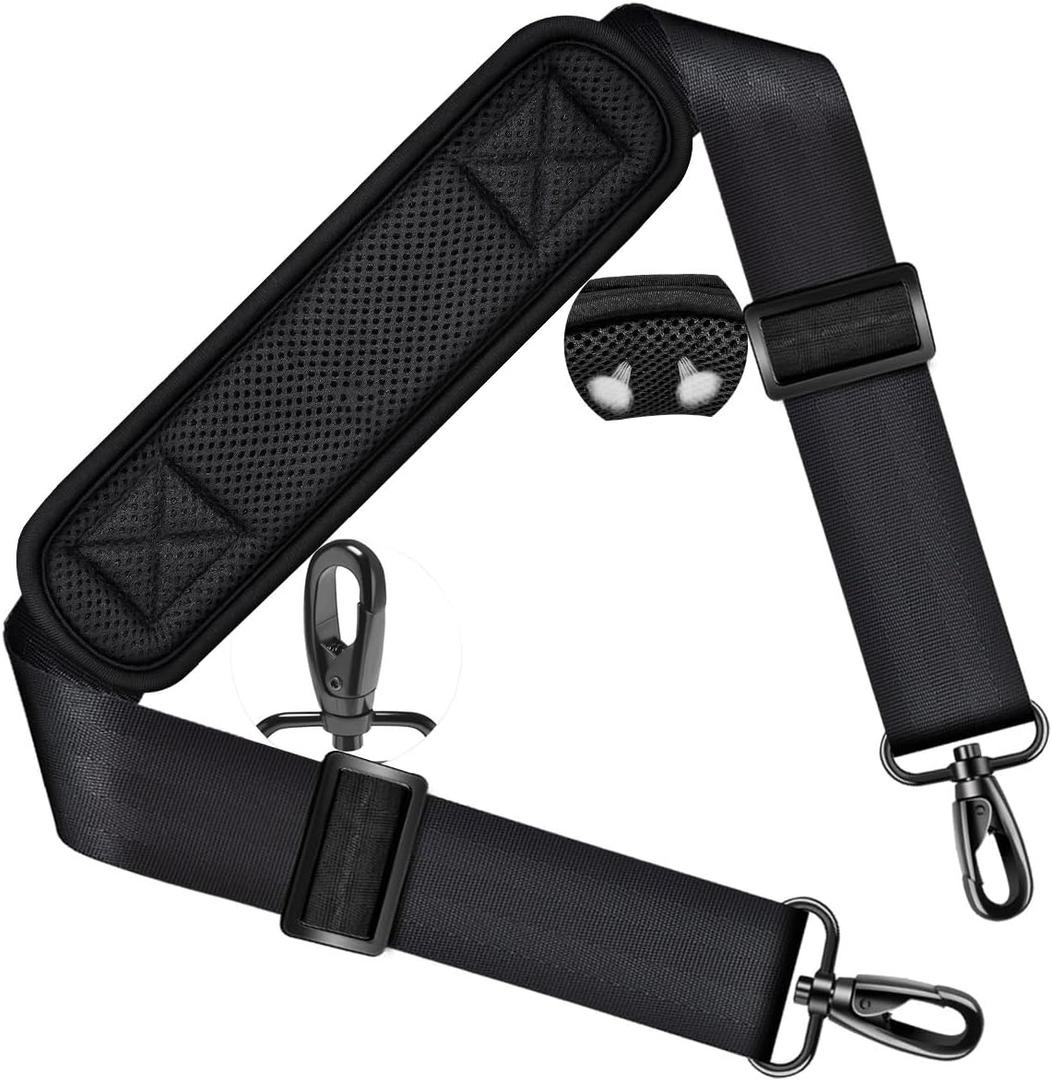 ZINZ Shoulder Strap 58" Ultra-Thick Fixed Padded and Adjustable Buckles Crossbody Strap for Briefcase Laptop Bag Luggage (Black)