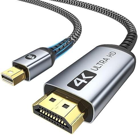 Warrky 4K Mini DisplayPort to HDMI Cable [Aluminum Shell, Nylon Braided] UHD Thunderbolt to HDMI Cord, Mini DP to HDMI 3.3ft, Compatible for MacBook Air/Pro, Surface Pro/Monitor/TV/Projector More