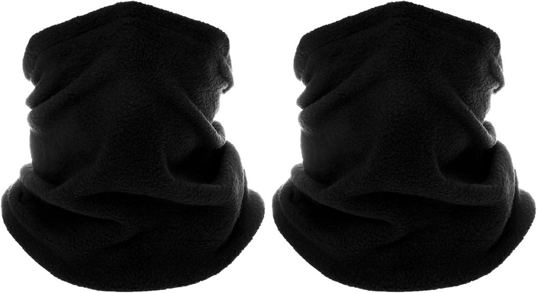 2 Pack Winter Neck Warmers Face Mask for Men Women Fleece Neck Gaiter Mask Face Cover Balaclava Scarf (Black)