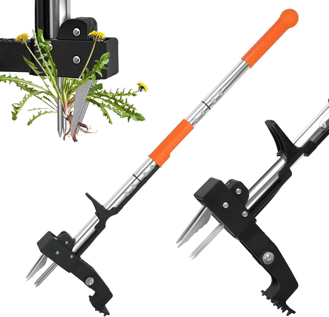 SHANTRA Weed Puller Tool, 4-Claw Stand Up Weed Puller Tool with Long Handle, Garden Weeder Puller Heavy Duty Stand Up Weeder, Weeding Tool for Lawn, Yard, Garden, Crabgrass, Dandelion Picker (Upgraded Foot Pedal) Size 39 Inches
