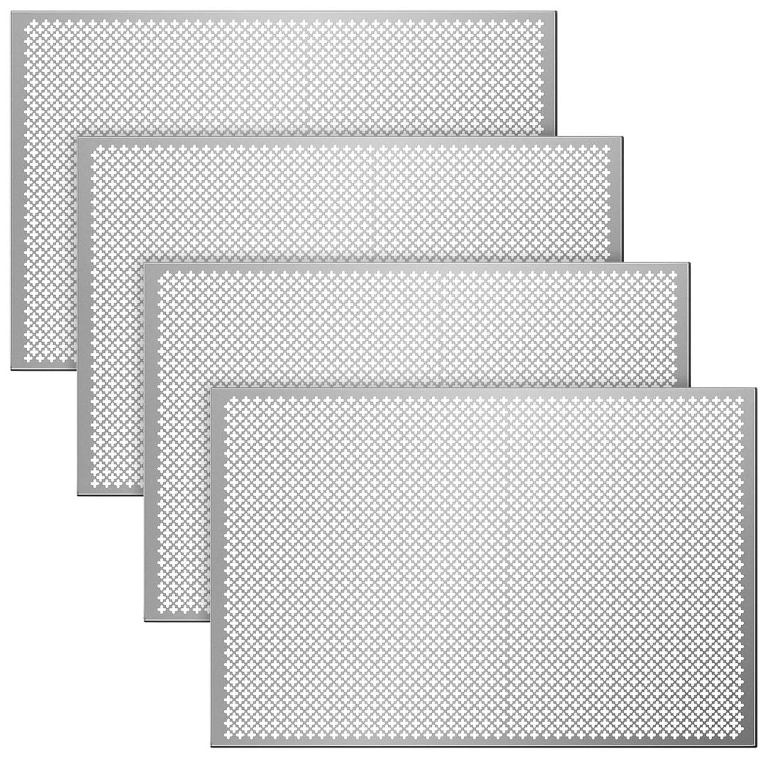 Gisafai 4 Pcs Cloverleaf Aluminum Sheet 2 Feet by 3 Feet Perforated Metal Sheets 0.02 Inch Thick Metal Mesh Aluminum Sheet Decorative for Indoor Outdoor (Silver)