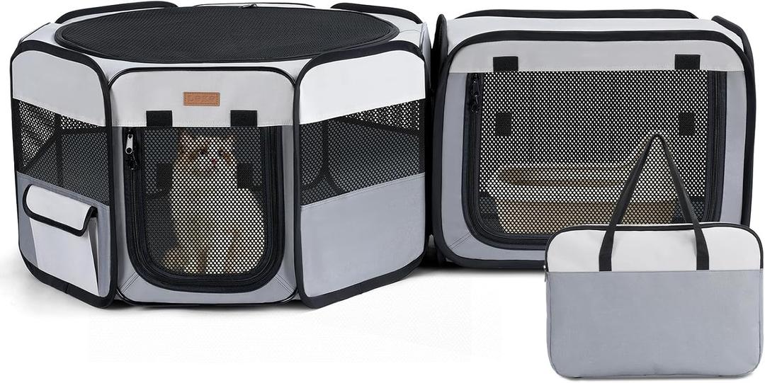 Want to Give Your Kittens & Puppies a Safe, Independent Space? Try Lekereise: 47"16" Portable Cat Playpen, 2-in-1 Dog Playpen, Independently Usable, with a Carry Bag. Play Freely Anywhere!