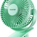 Gaiatop Portable Clip on Fan Battery Operated, Small Powerful 3 Speed Quiet 360 Rotate, USB Rechargeable Mini Personal Cooling Fan for Desk Table Home Office Stroller Camping Women Gifts Green