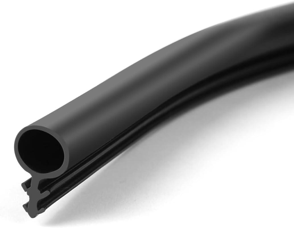 Windows Kerf Weather Stripping Seal Strip, Bulb Bubble Kerf Mount, TPE Flange Easily Applied to Door Frame Card Slot Installation (1/4" Bulb Diameter x 82' Long, Black)