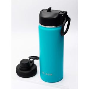 Sport Travel Outdoor Water Bottle with Spout and Straw Lids | Leak Proof | Insulated Stainless Steel Double Walled | BPA and Sweat free | Hot & Cold | For Kids Men & Women (Blue, 18 oz)