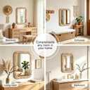 Decorative Rattan Wall Mirror, Boho Bathroom Modern Makeup, Rustic Wall Bohemia Mirrors for Bedroom, Living Room, Vanity Versatile Farmhouse, Nursery, Bathroom (Rectangular 30“x20”, X Small)