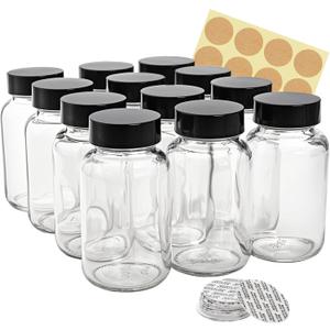 Kingrol 12 Pack 4 oz Glass Ginger Shot Bottles with Caps, Leak-Proof, Reusable Wellness Juice Bottles, Small Glass Jars for Travel, Beverages, Spices & DIY