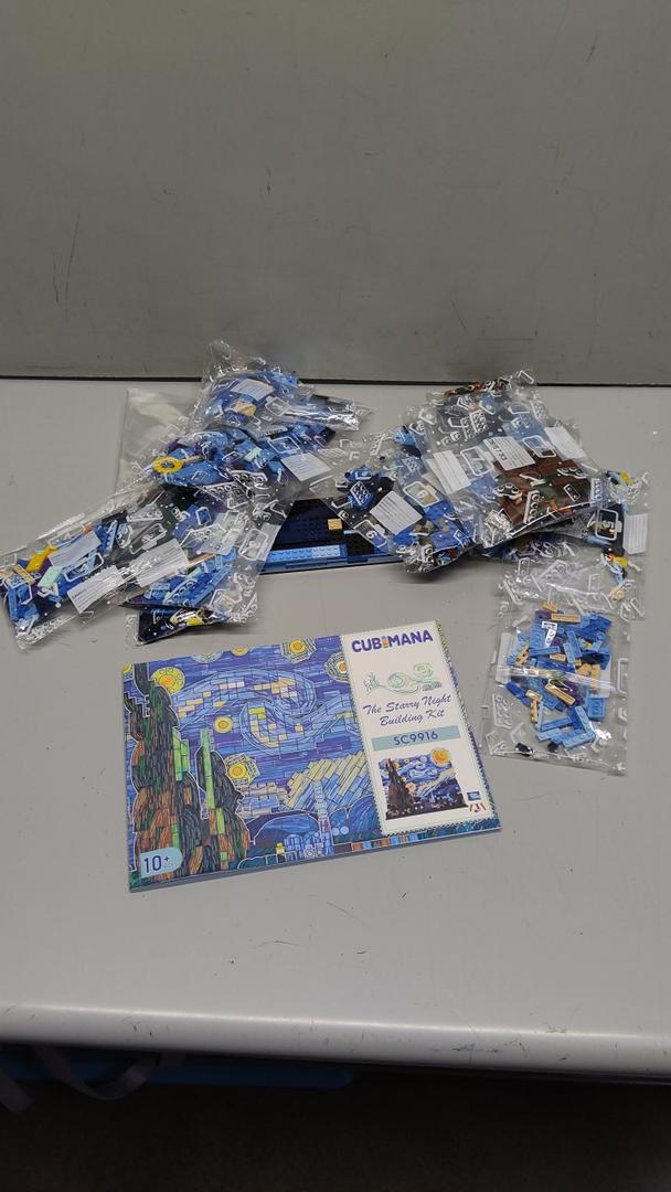 The Starry Night Building Set with LED Lights - 1501PCS Artwork 3.6MM Mini Blocks Building Sets for Adults, Famous Paintings Architecture Projects Home Art Decor Easter Gift for Men Women