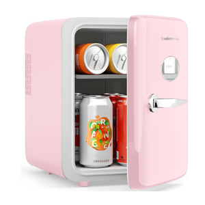 Skincare Fridge - 4L Makeup Fridge for Refrigerating Makeup, Skincare and Food, Mini Fridge for Bedroom, Office and Car, Cooler and Warmer, Beverage Cooler, Leather Pink