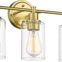 FEMILA Bathroom Vanity Light,Farmhouse Modern Vanity Lighting fixtures,Vintage Wall Lamp, Champagne Gold Finish with Clear Glass Shade,4FYC56B-3W BG
