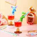 JOYIN 24 Pcs Valentine's Day Gifts Plush Toy & Straws with Cards, Mini Plush Finger Puppets to Hold Straw & Drink Themed Cards, Valentines Day Card for Kids School Classroom Exchange Prizes