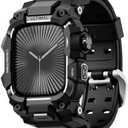 ULTIMAL Rugged Case with Band for Apple Watch 46mm,Compatible with Apple Watch Series 10, Military Grade Shockproof Bumper Cover for iWatch Tactical Band Men (46mm,Black)
